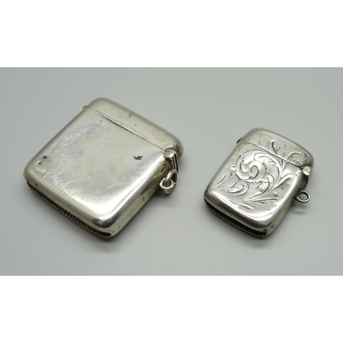 1032 - Two silver vesta cases, 56g