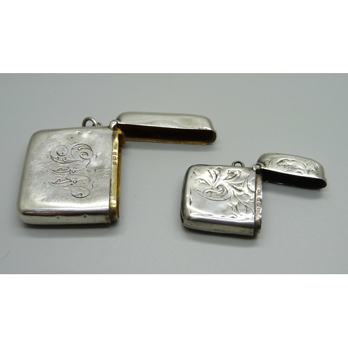 1032 - Two silver vesta cases, 56g