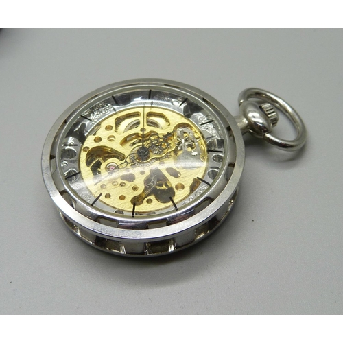 1045 - A lady's Fang+Yuan 21 jewels automatic wristwatch and a Skeleton pocket watch