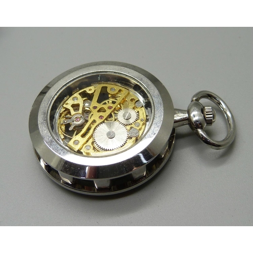 1045 - A lady's Fang+Yuan 21 jewels automatic wristwatch and a Skeleton pocket watch