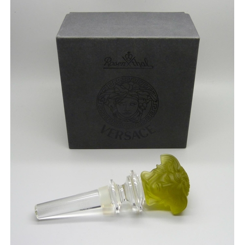 1086 - A Rosenthal Versace Medusa glass bottle stopper, boxed