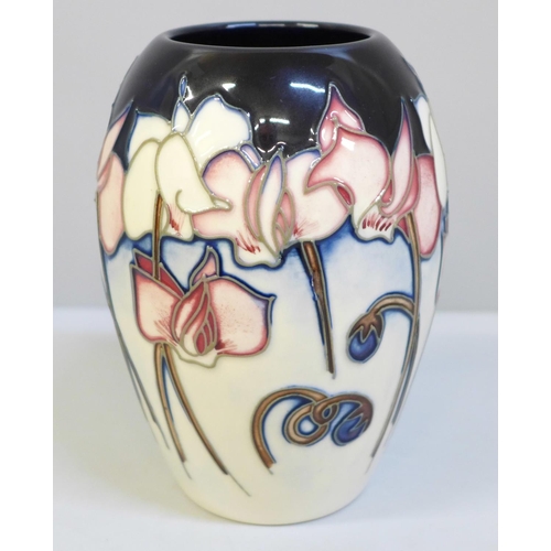 605 - A Moorcroft vase, Wild Cyclamen, by Emma Bossons, 13cm