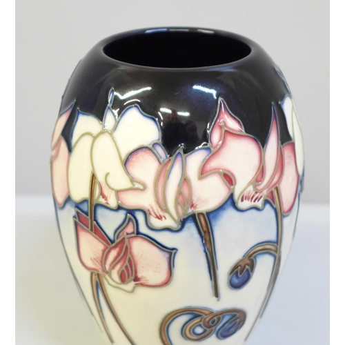 605 - A Moorcroft vase, Wild Cyclamen, by Emma Bossons, 13cm