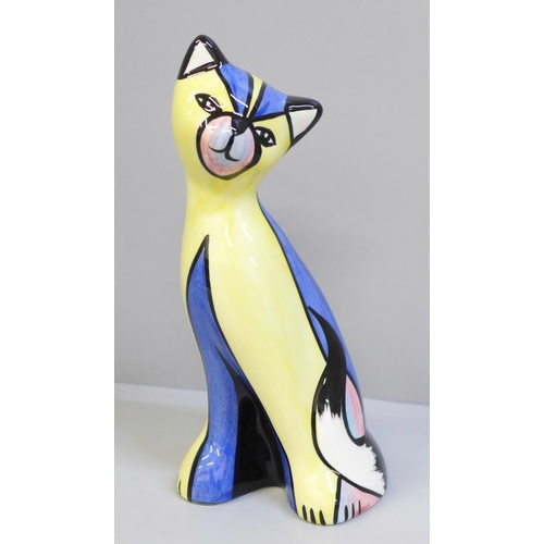 606 - A Lorna Bailey model of a cat, 17cm