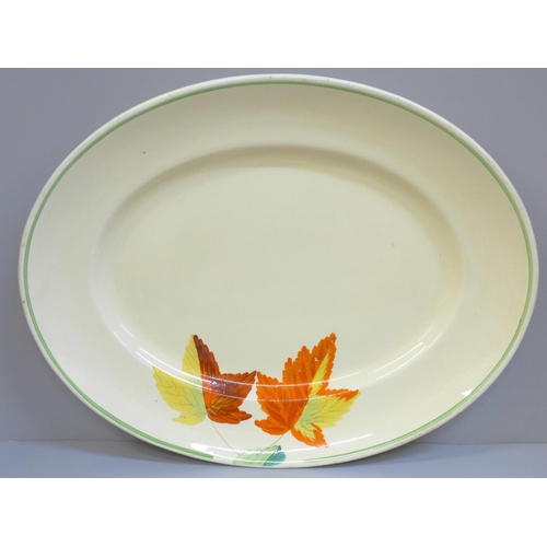 608 - A Clarice Cliff maple leaf serving plate, 42cm