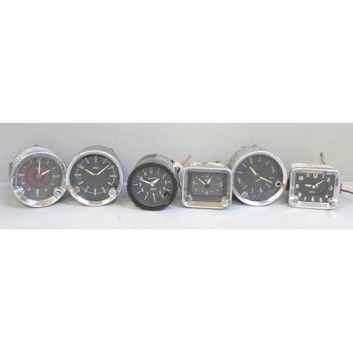 631 - Six Smiths car clocks