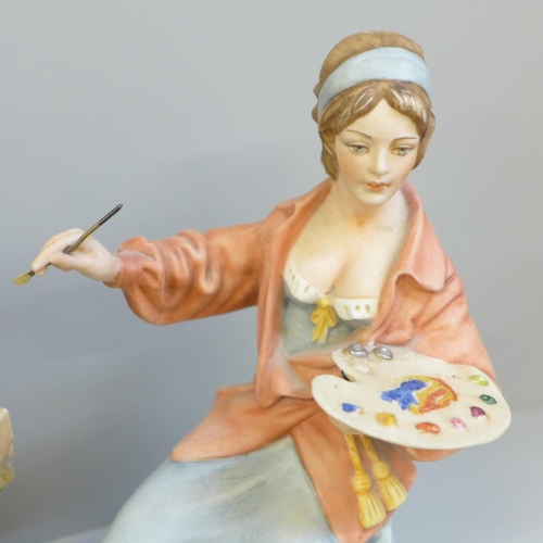 646 - Two Neopolitan figures, both signed Merli, artist figure a/f