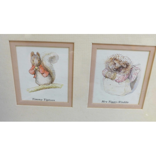 695 - Two framed sets of prints, Beatrix Potter Peter Rabbit characters, a Royal Doulton Professions Colle... 