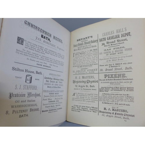 721 - One volume; Historic Houses in Bath, brown cloth, R.E. Peach, 1884