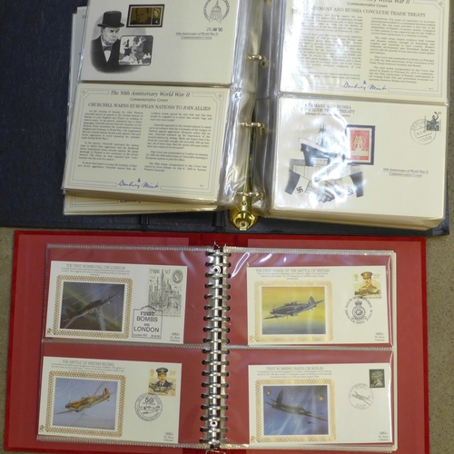 728 - Stamps:- two albums of covers commemorating World War II 50th Anniversary, one being Benham silks an... 