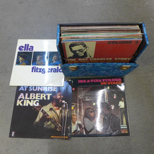 748 - A record box with 1960s, 1970s Soul, Disco, Reggae LP records