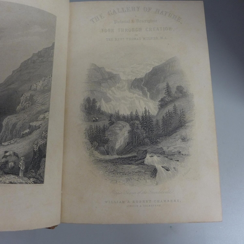 766 - Gallery of Geography, Gallery of Nature circa 1860, Forces of Nature 1870, all 3 volumes half calf