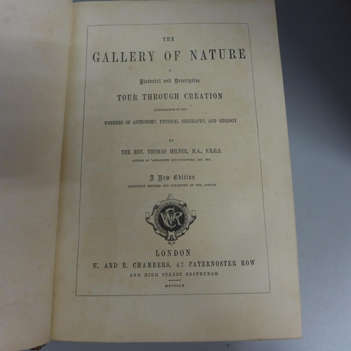 766 - Gallery of Geography, Gallery of Nature circa 1860, Forces of Nature 1870, all 3 volumes half calf