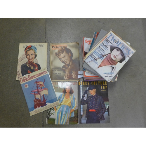 768 - A large collection of vintage pattern books, dating from 1920s onwards, and a collection of French a... 