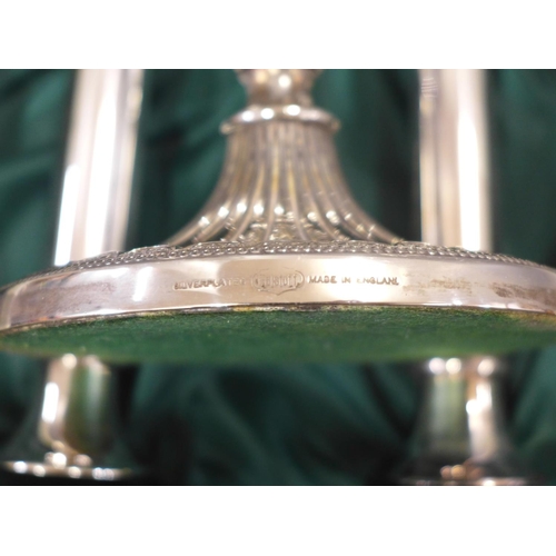 803 - A pair of Parks of London silver plated candlesticks and one other pair of silver plated candlestick... 