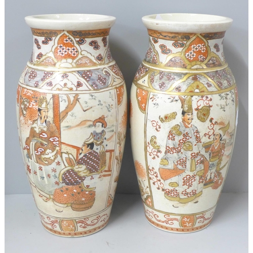 807 - A pair of Satsuma vases, 30cm