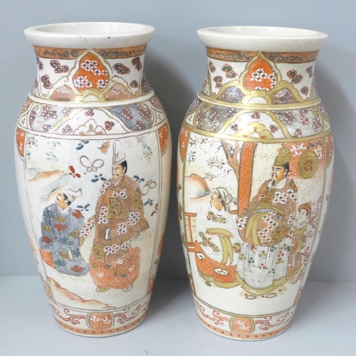 807 - A pair of Satsuma vases, 30cm