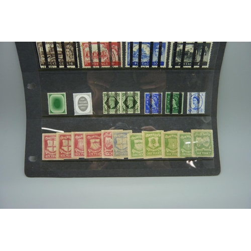 842 - Stamps:- stockcard of FB 'back of book' items, including railway stamps, training school, etc.