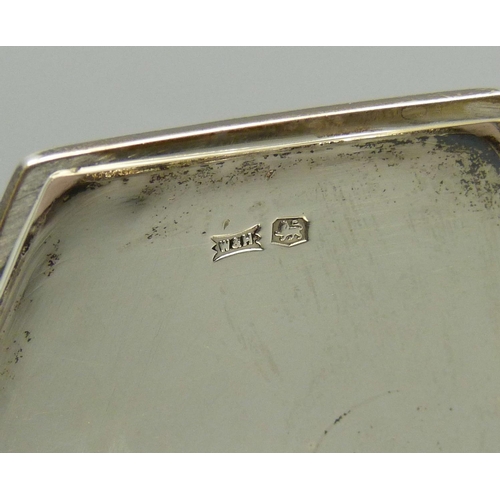 857 - A silver inkwell/pen rest, Walker & Hall