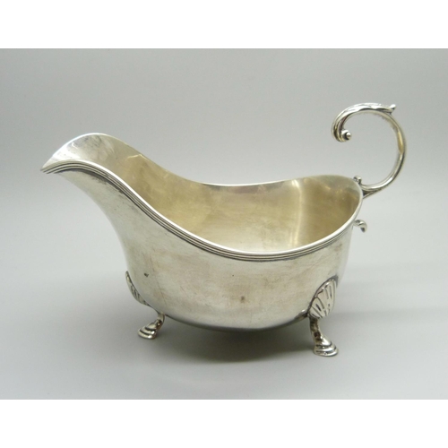 860 - A silver sauce boat, worn Birmingham mark, 116g