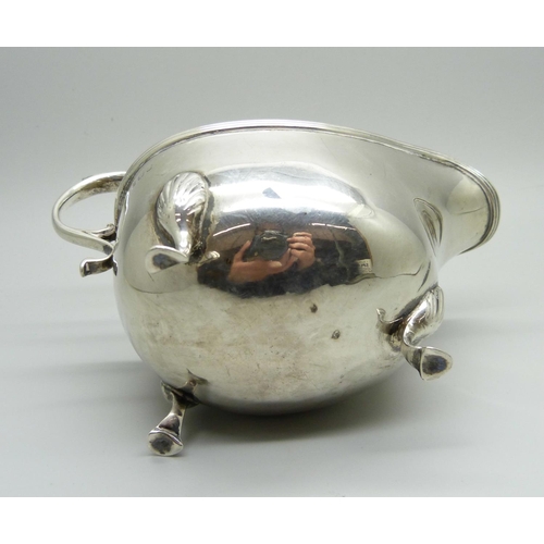 860 - A silver sauce boat, worn Birmingham mark, 116g