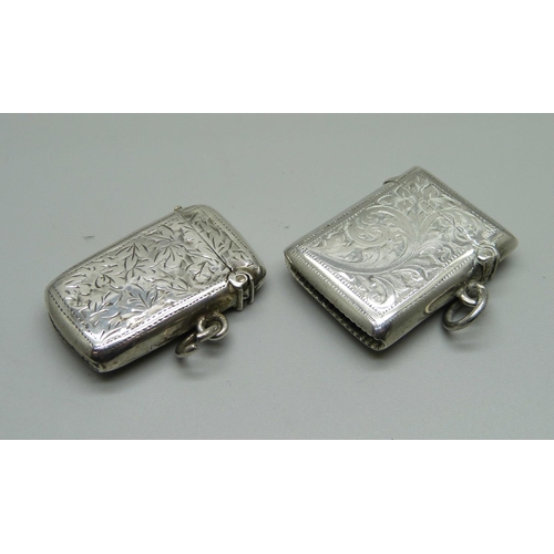 867 - Two silver vesta cases, one Birmingham 1912