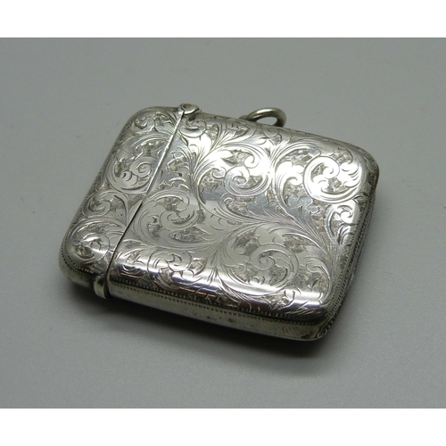 872 - A Victorian silver vesta case, Birmingham 1897