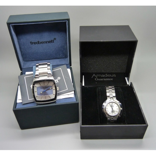 881 - A Fred Bennett gentleman's wristwatch and lady's Amadeus wristwatch, boxed