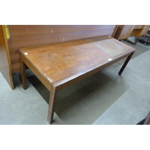 113 - A Danish teak and copper inset coffee table