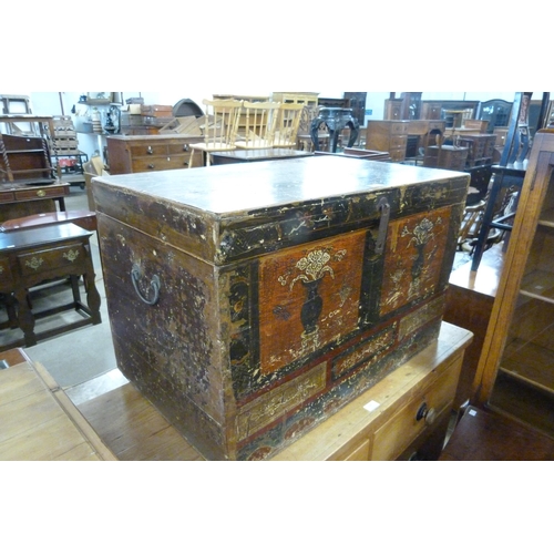 129 - A Chinese polychrome painted trunk