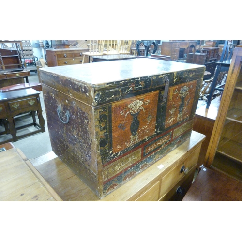 129 - A Chinese polychrome painted trunk