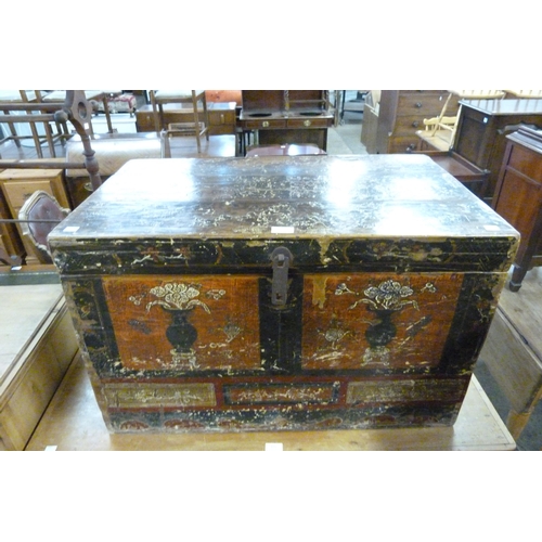 129 - A Chinese polychrome painted trunk