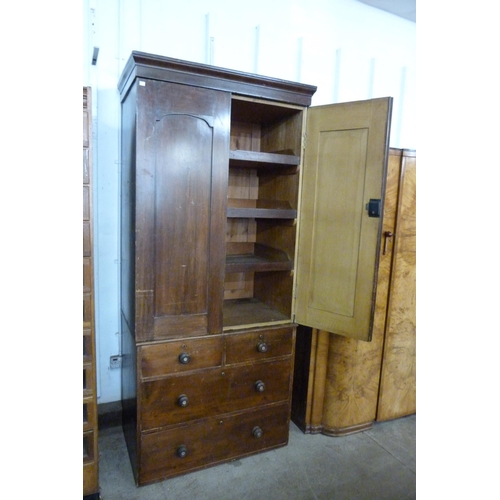 147 - A Victorian stained pine linen press