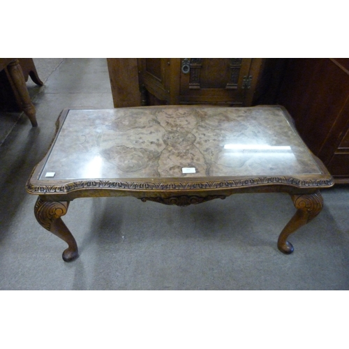 163 - A burr walnut coffee table