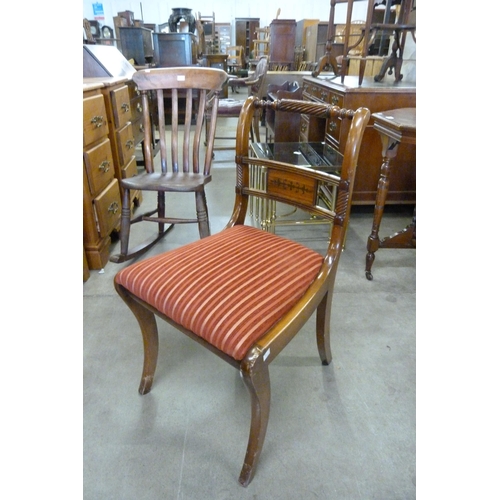 171 - A set of ten Regency style inlaid mahogany dining chairs