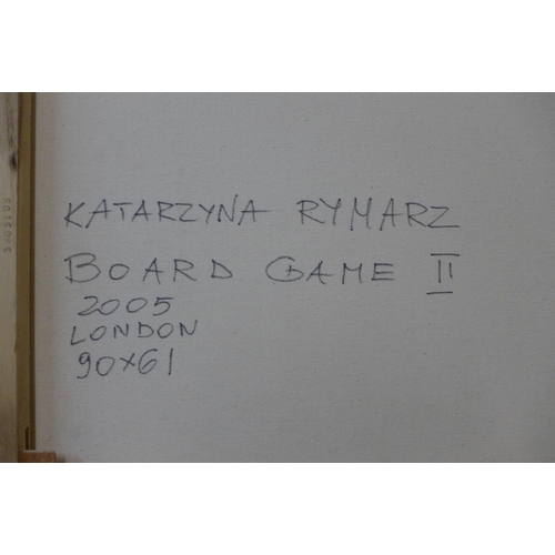 341 - Katarzyna Rymarz (Polish), Board Game II, oil on canvas, dated 2005, 91x61cm, unframed