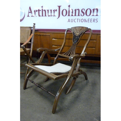 8 - A Victorian inlaid mahogany 1890 Jubilee commemorative folding chair. This lot is sold with non-tran... 