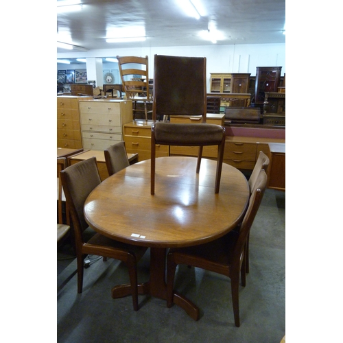 92 - A G-Plan Fresco teak extending dining table and five chairs