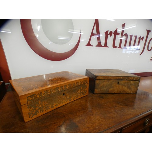 400 - A Victorian marquetry inlaid rosewood writing slope and a Victorian mahogany box