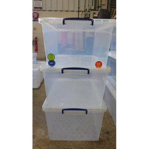 3041E - Three Really Useful Boxes - 62L capacity each (Damaged)