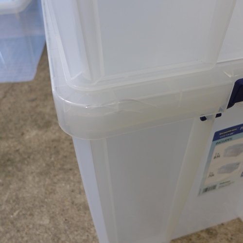 3041G - Two Prostore storage boxes - 70L capacity each (Damaged)