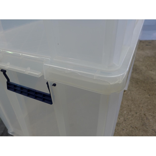 3041G - Two Prostore storage boxes - 70L capacity each (Damaged)