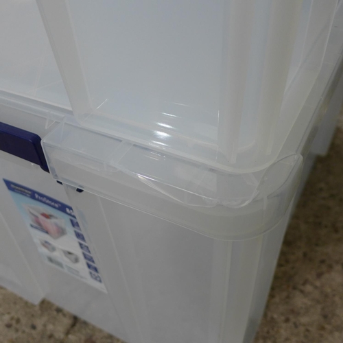 3041H - Two Prostore storage boxes - 85L capacity each (Damaged)