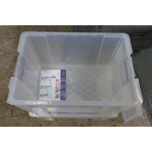 3041H - Two Prostore storage boxes - 85L capacity each (Damaged)