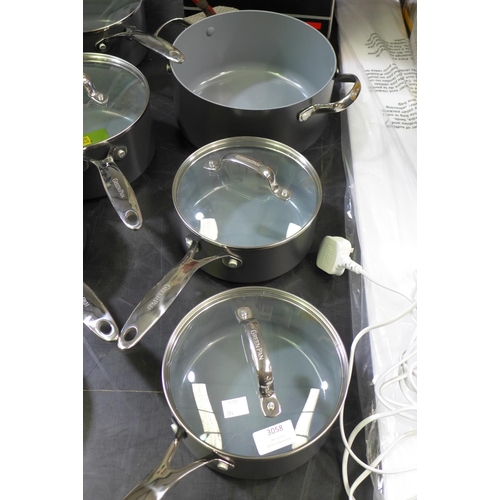 3058 - Greenpan Saucepan 13Pc Set (7 Pans, 6 Lids)  (294-249)    * This lot is subject to vat