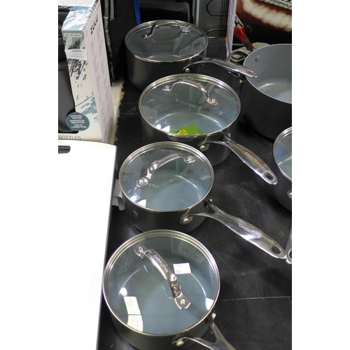 3058 - Greenpan Saucepan 13Pc Set (7 Pans, 6 Lids)  (294-249)    * This lot is subject to vat