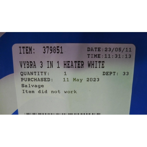 3331 - Vybra 3 In 1 Heater White - With Remote, Original RRP £119.99 + vat  (294-212)    * This lot is subj... 