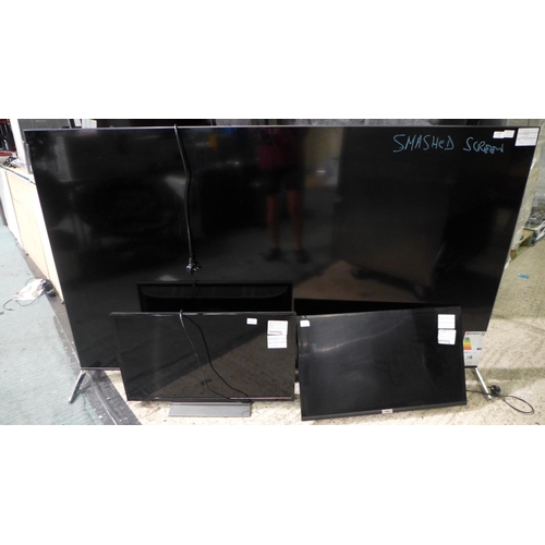 3358 - Six Mixed Brand Broken Screen TV's inc Hisense, Toshiba, Samsung, TCL  (294-1-5,9)    * This lot is ... 