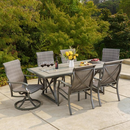 1521 - SunVilla Murray 7 piece Piece Woven Dining Set , Original RRP £1249.99 +VAT - boxed and unchecked (4... 