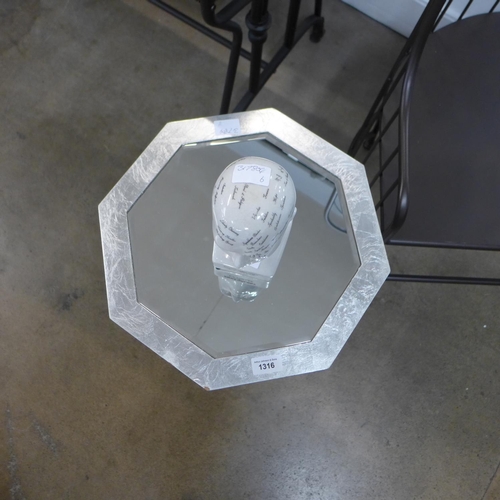 1316 - A silver mirrored lamp table